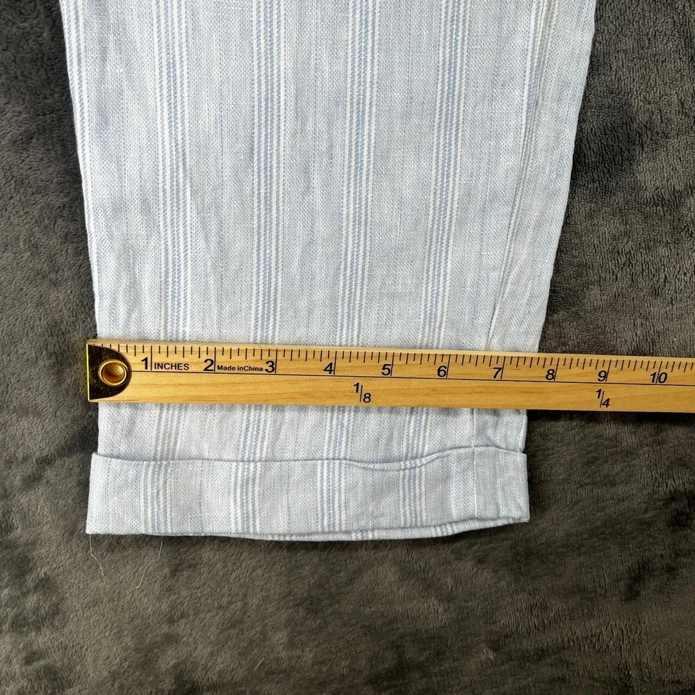 Murano Baird McNutt Linen Pants Mens 38x30 (Fits 36x29) Blue Striped Chino EUC